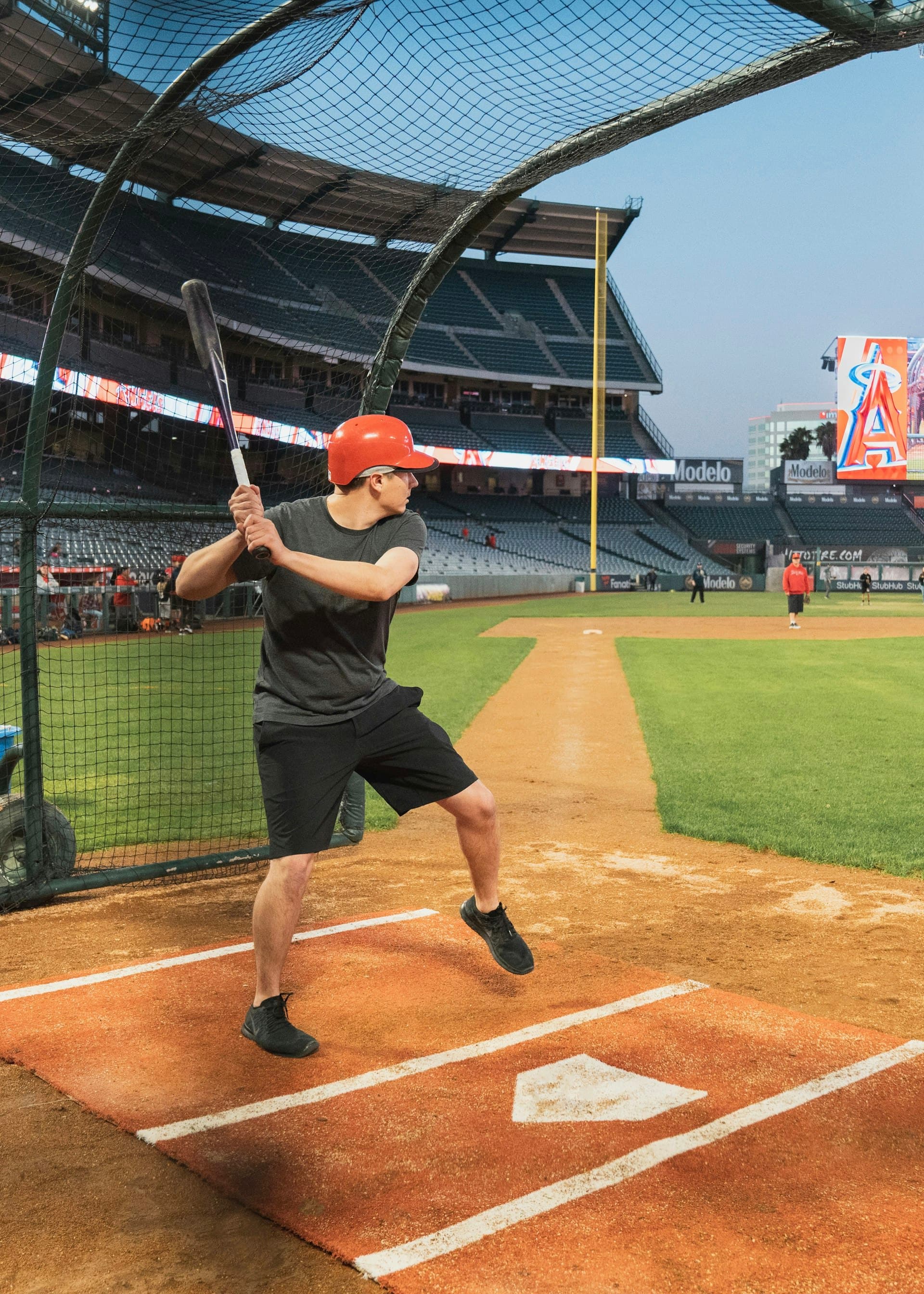 Angel Stadium of Anaheim with batting practice