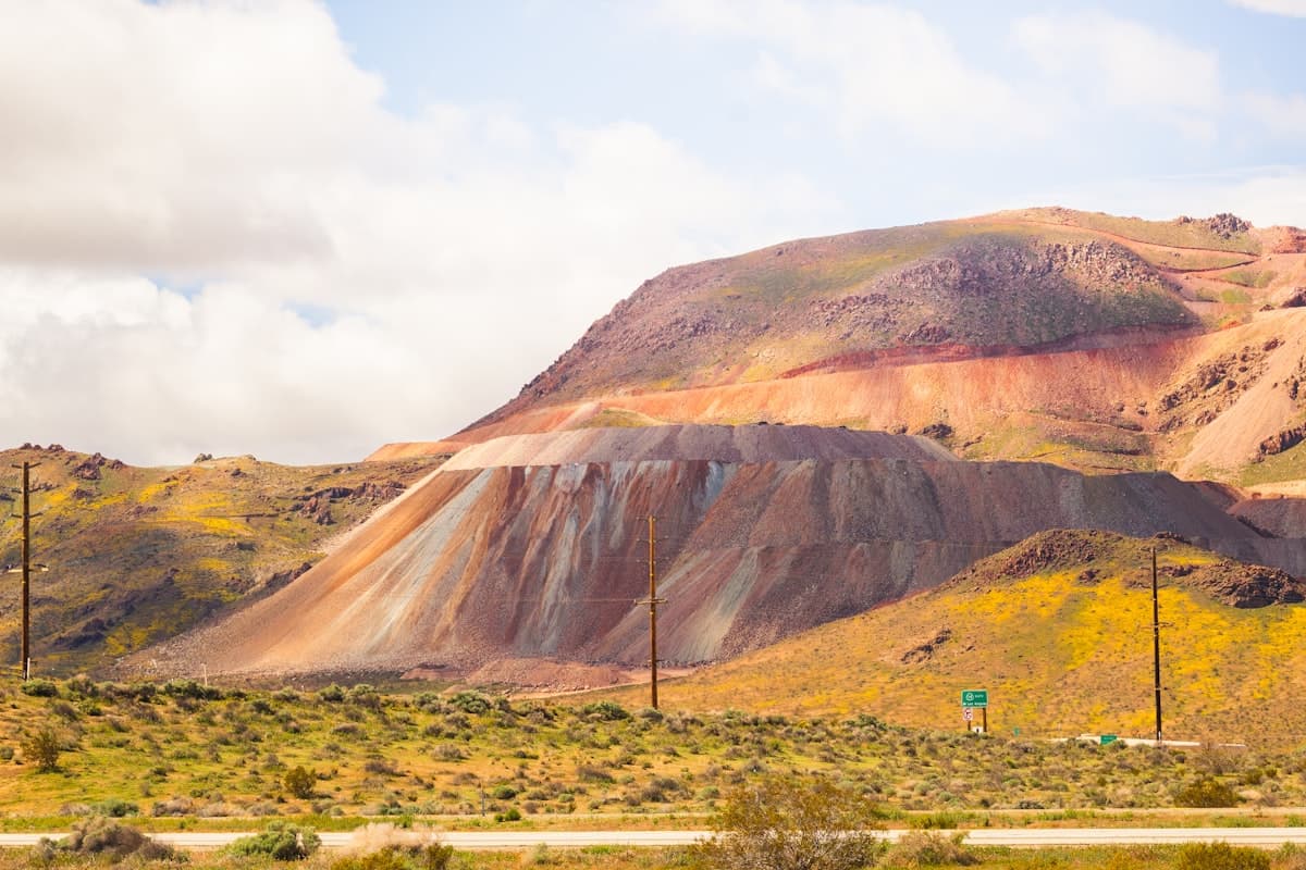 Mining hill showing dry arid terrain typical of Kern County California landscape