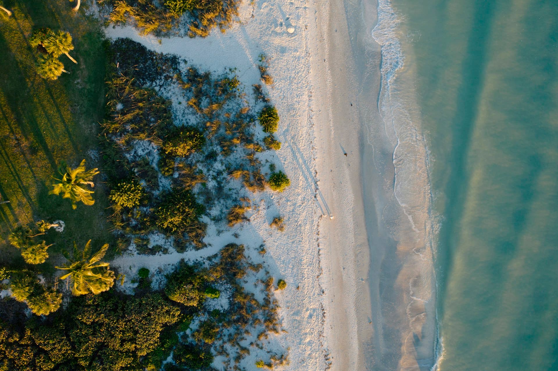 Aerial view of Sanibel Island beach near Cape Coral Florida