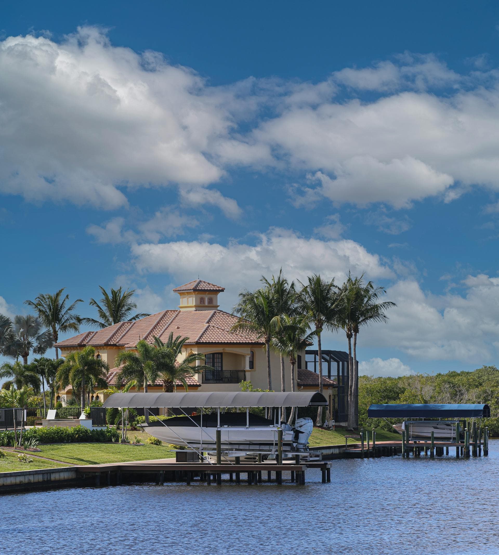 Beautiful waterfront home with tile roof on Cape Coral canal