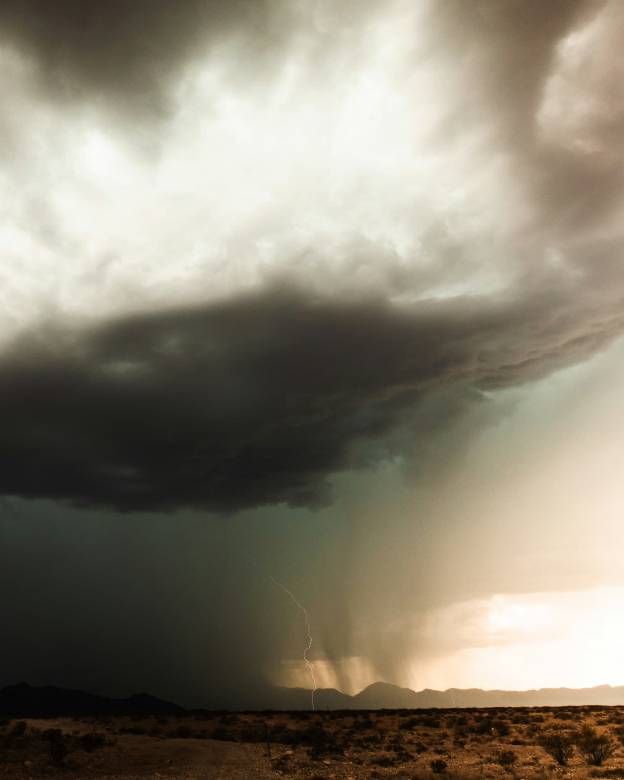 Desert monsoon storm with lightning over Las Vegas Nevada mountains