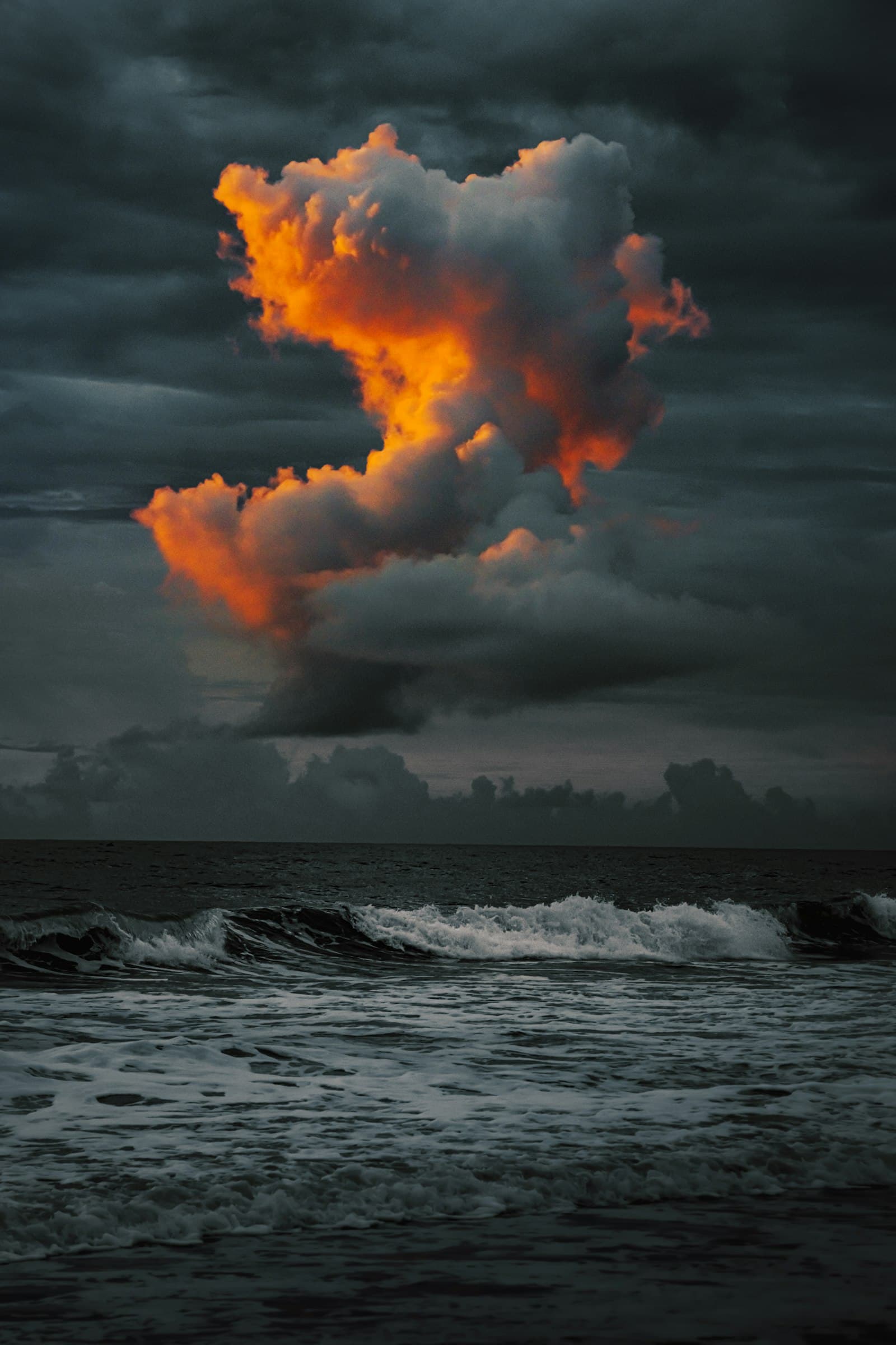 Dramatic storm clouds over Florida coast following Hurricane Ian
