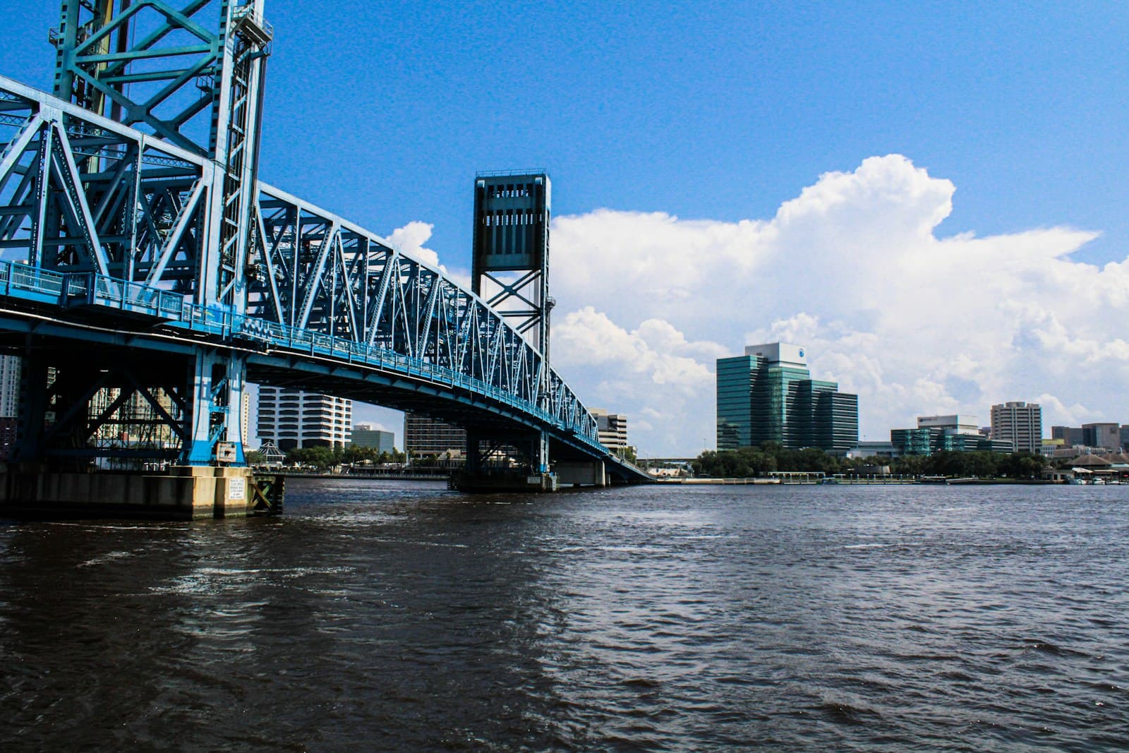 Main Street Bridge spanning the St Johns River with Jacksonville skyline in background