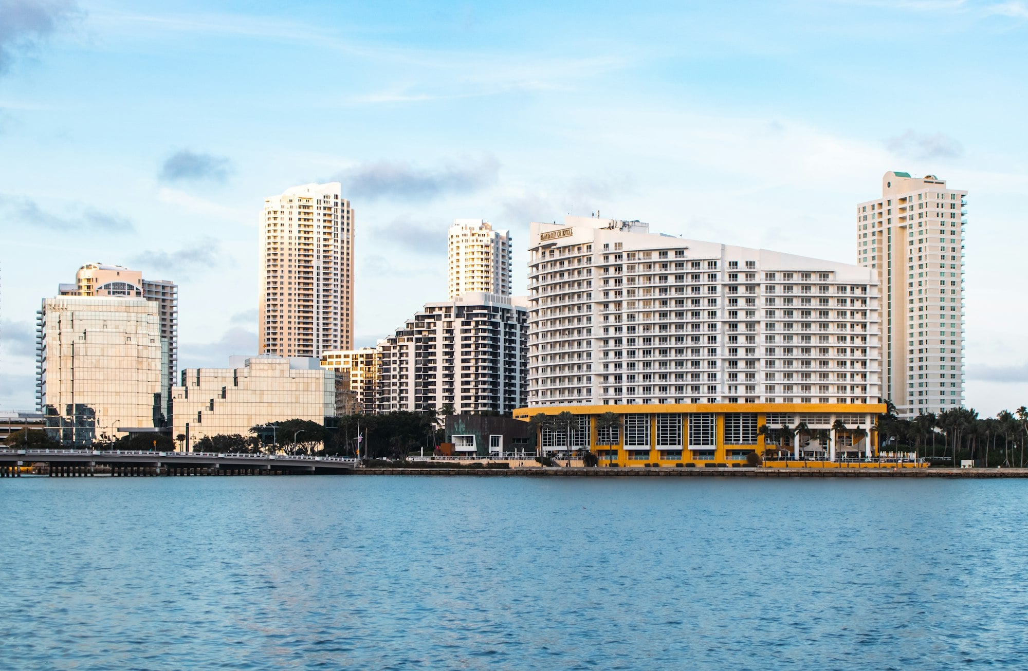 Miami Brickell skyline viewed across Biscayne Bay with waterfront high-rise buildings