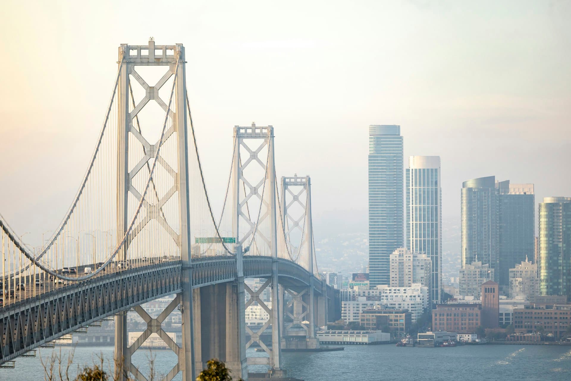 Bay Bridge with San Francisco skyline shrouded in characteristic Bay Area fog