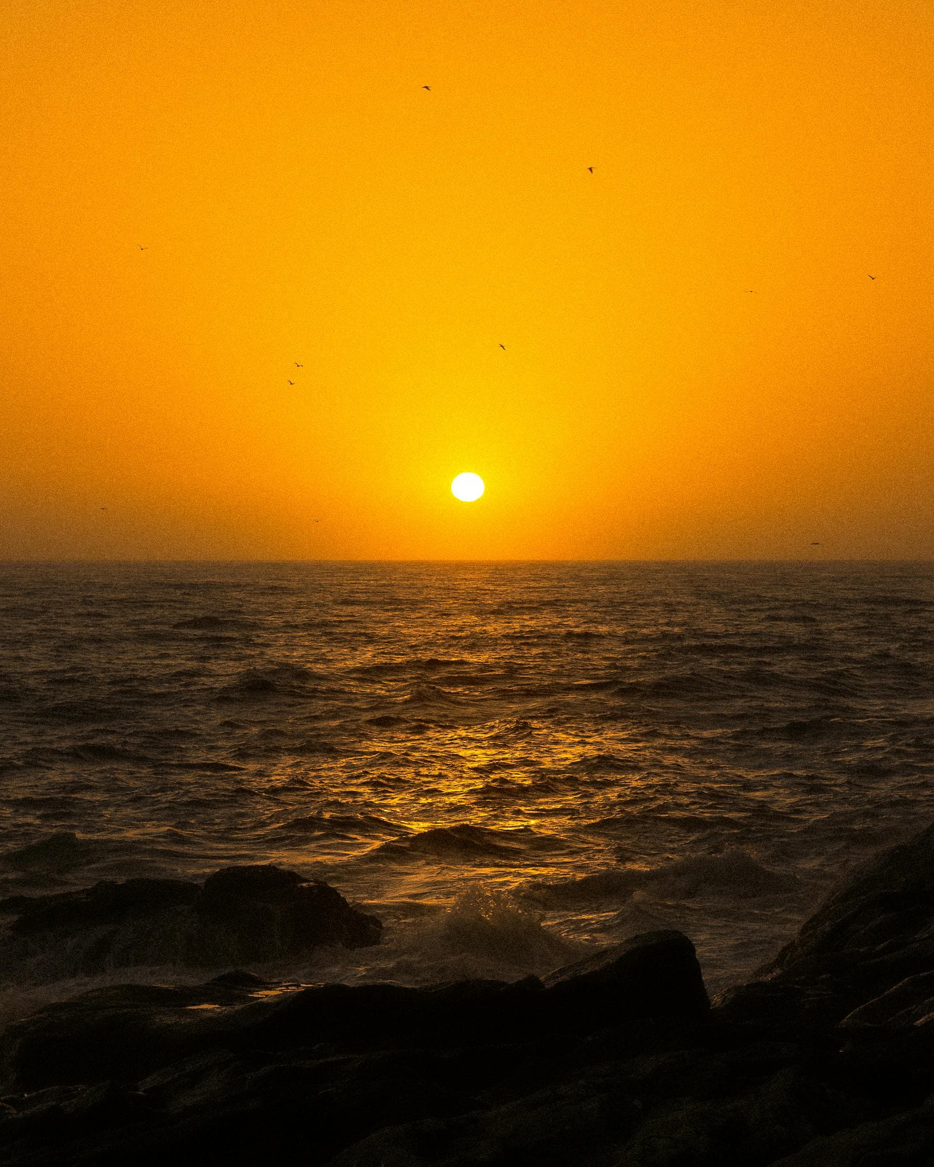 Golden California sunset over the Pacific Ocean coastline