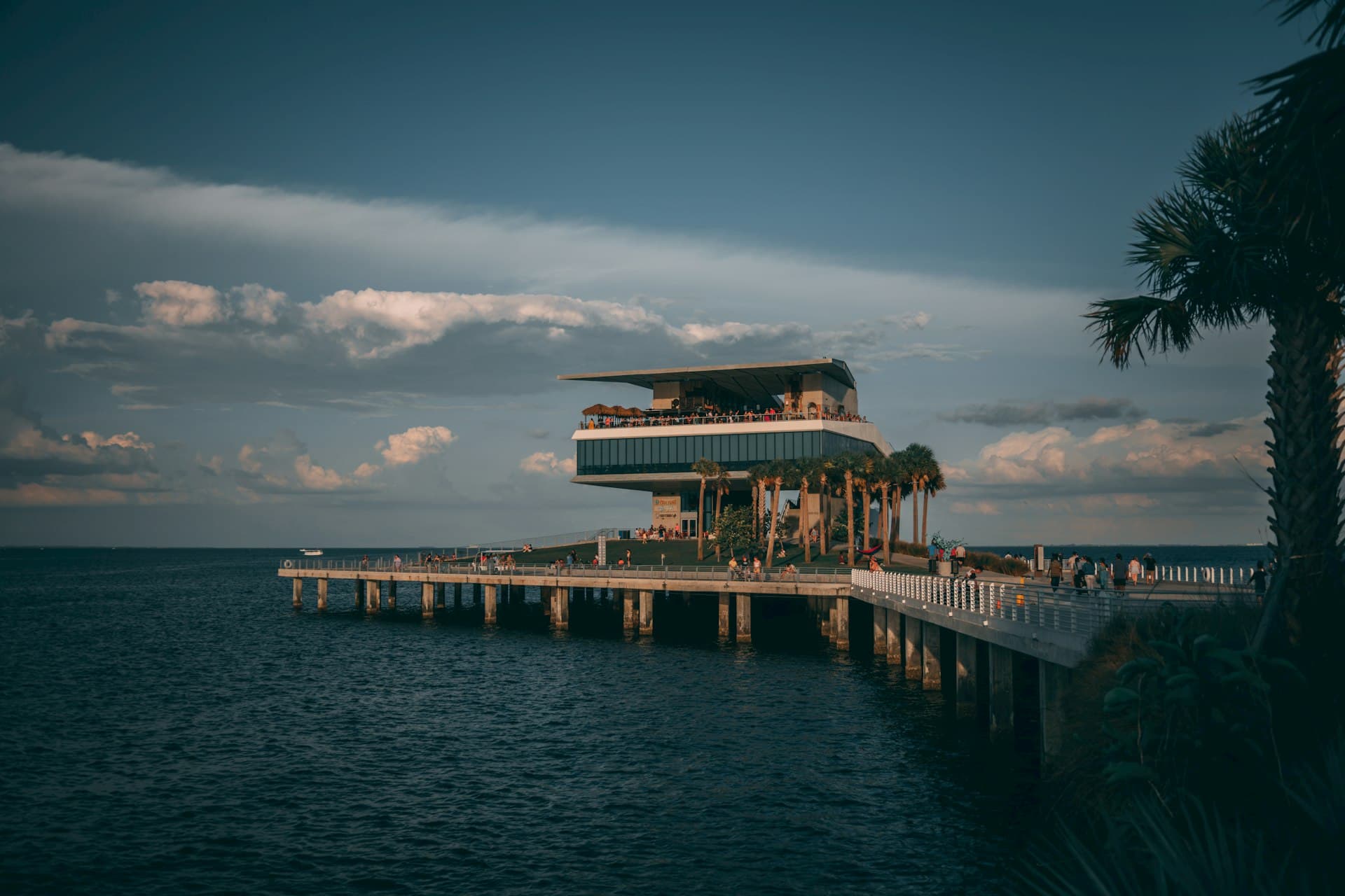 St. Pete Pier with modern architecture extending over Tampa Bay