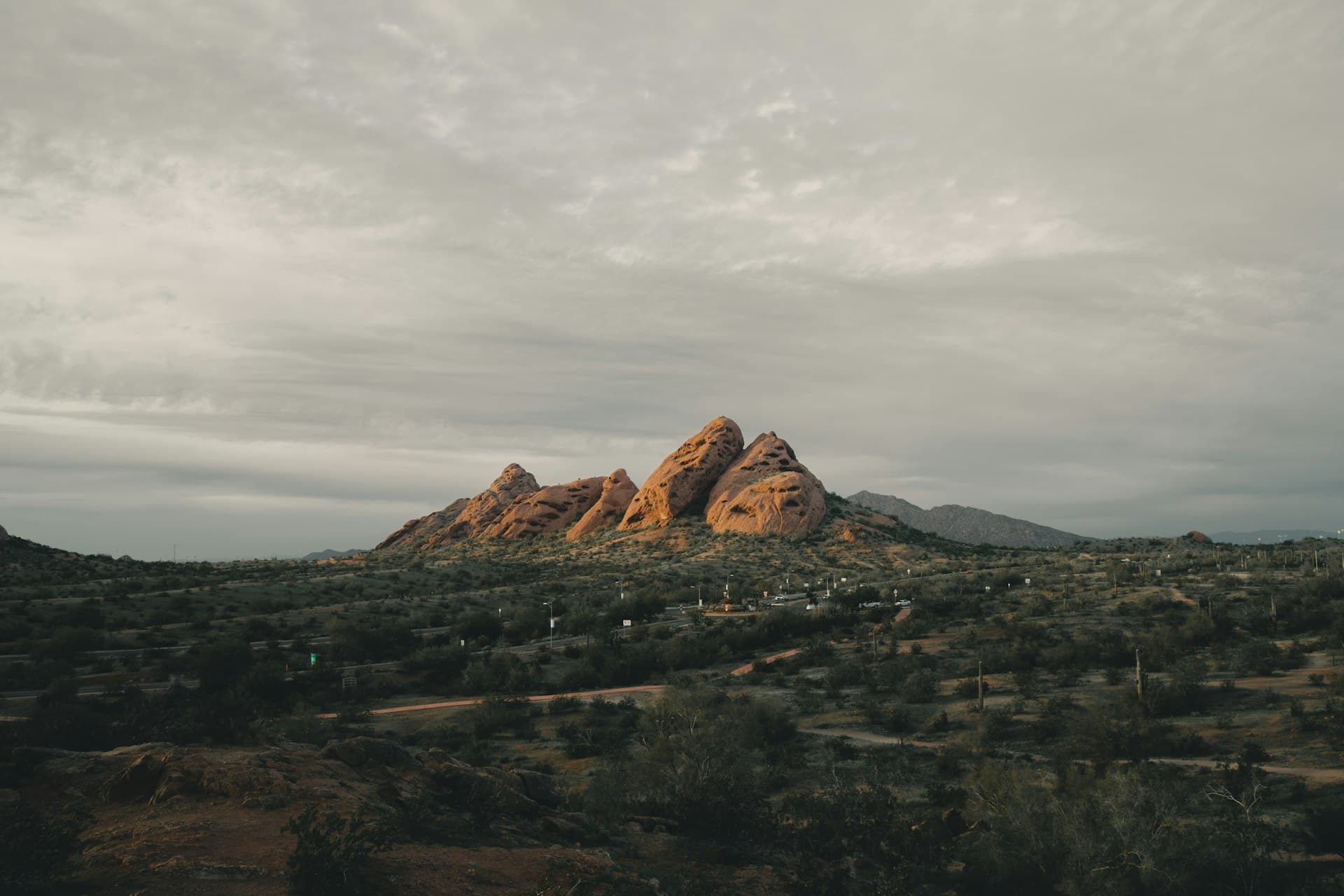 Papago Park red rock formations at golden hour near Tempe Arizona